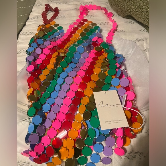 Irene Chainmail Mini Dress in Rainbow - Picture 2 of 2